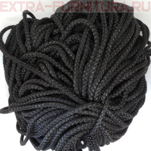 Шнур  ПП 8 мм (+/-1мм), цв. черный, уп.100м, пл.6,5 гр/м Б