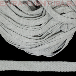 Шнур плоский х/б 12мм, цв.серый светлый 107, уп.50м, пл. 9,88 гр/м