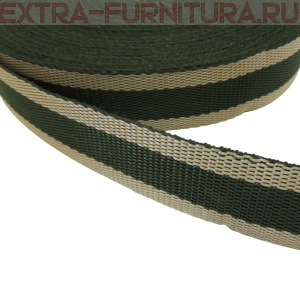 Стропа двухцветная, шир.30мм, цв. бежевый/хаки, уп.25м, пл. 17 гр/м