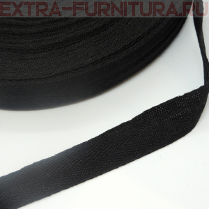 Лента киперная х/б 25 мм, цв.черный, уп.100м, 13уп./39уп. (пл.4,5 г/м)