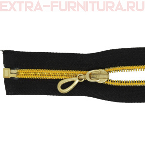 Молния спираль декор Т7 50см цв.черный/золото