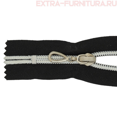 Молния спираль декор Т7 12см цв.черный/серебро н/р