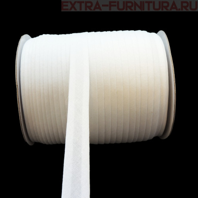 Косая бейка х/б  15мм 132м цв. 001 белый