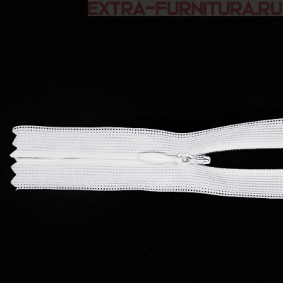 Молния потайная № 3, 50 см, цв.  101 белый п/э пл.9,3 гр/м MaxZipper