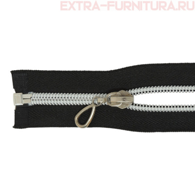 Молния спираль декор Т7 65см цв.черный/серебро